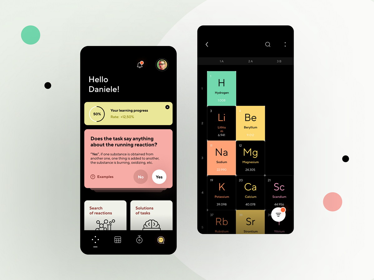 App for studying chemistry by Anton Mihalcov for Awsmd on Dribbble