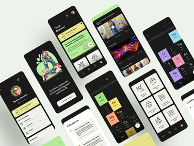 App for studying chemistry app design chemistry dashboard data graphics icons illustration interaction interface ios learning app mobile app design mobile ui periodic table product design study app task ui ux video