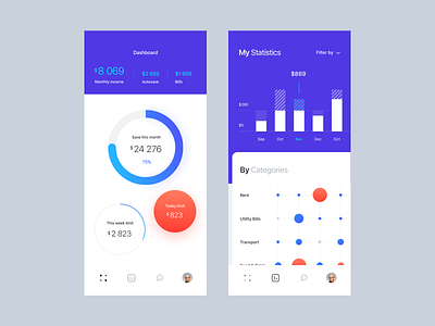 Save money app. UI design