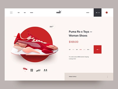 Puma sneaker shop. 2018 awsmd clean creative design e commerce illustration interaction landing page layout puma shoes shop store ui ux