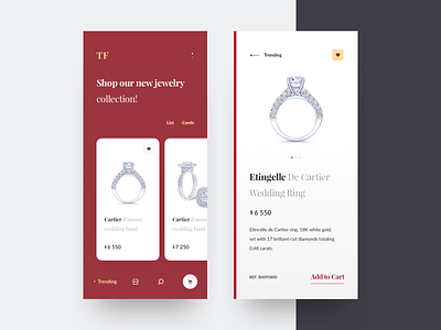 Jewelry shop ui design app awsmd clean creative design diamond e commerce interaction interface jewelry jewelry shop layout product typography ui ux