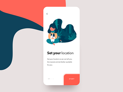 Pets Adoption. Onboarding screen animal art charity clean clean creative dog donate illustration mobile app onboarding pet adoption pet app pet care uidesign ux flow