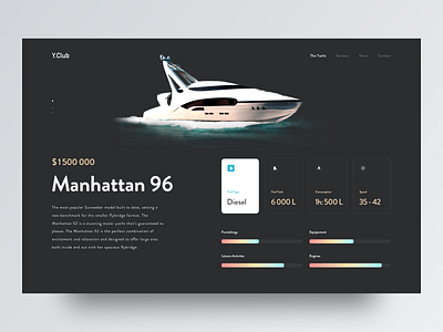 Yacht travel experience - Landing page 2019 awsmd boat clean configuration creative dashboard experience illustration interaction interface landing landing page layout minimal product sea travel typography yacht