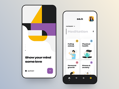 Show your mind some love | Meditation app activities app art awsmd creative dashboard graphics illustration interface life meditation minimalist onboarding pattern product typography ui ux vector yoga
