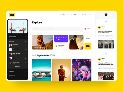 IMDb website concept 2019 app art awsmd clean creative dashboard imdb interface landing page media movie movie app movie poster photos tv typography website