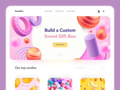 Sweet Gift Box 3d art awsmd candies creative ecommerce gift illustration interaction landing landing page design layout products shop store sweet uidesign uxdesign