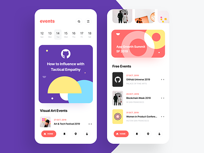 Event App Concept booking calendar cards date event app favourites graphics halloween illustration location map pattern photos purple red ticket booking tickets trending ui