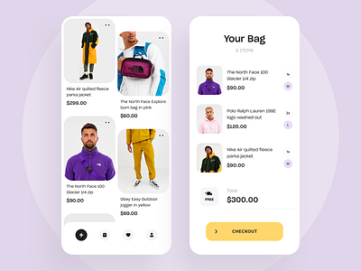 Clothing Shop App Design app app design cart checkout clothing ecommerce app illustration interface ios listing minimal product shop store trend