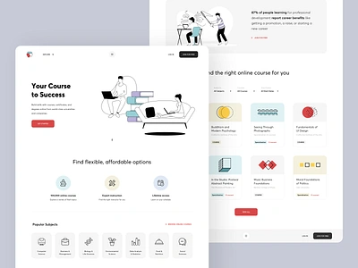 Online courses / Landing page 2020 app awsmd banner cards courses creative education icons illustrations interaction landing page minimal platform product design study typography uiux university webdesign