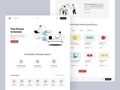 Online courses / Landing page 2020 app awsmd banner cards courses creative education icons illustrations interaction landing page minimal platform product design study typography uiux university webdesign