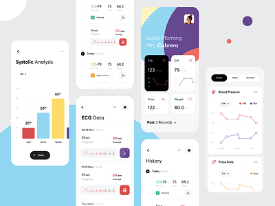 Health App 2020 cards clean creative dashboard data graphic health app illustration illustrations medical medical care mobile product design saas design science stats tracker typography ui