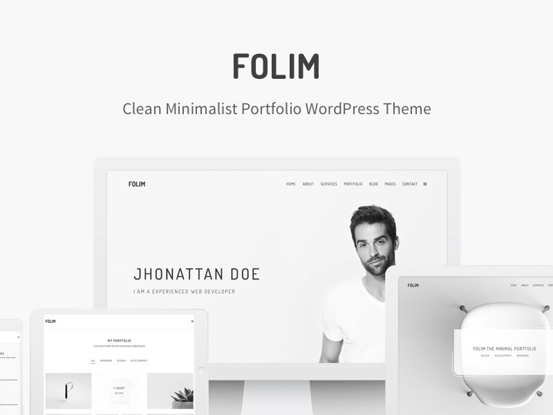 Folim - Clean Minimalist Portfolio WordPress Theme grey personal portfolio clean modern simple minimal