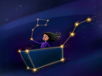Big and Little Dipper book children illustration print stars
