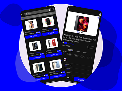 E-commerce Store iOS Mobile App Dark Mode