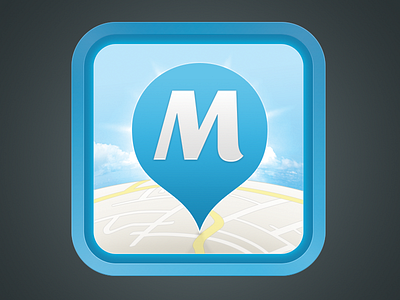 "M" App icon app icon ios iphone map marker work in progress