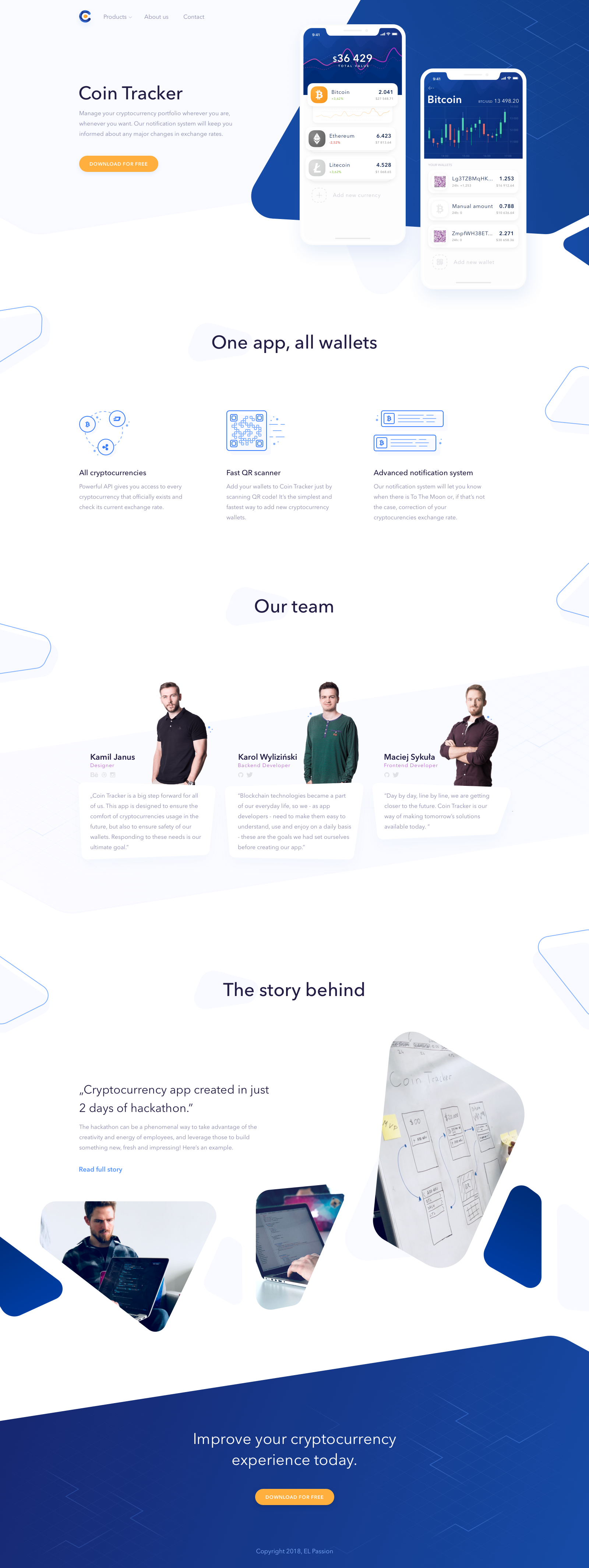 Dribbble - coin_tracker_landing_page.png by Kamil Janus