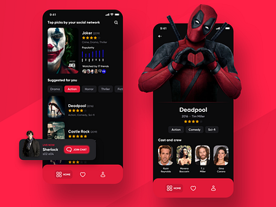 CineMe 🎬 mobile app for movies and tv shows best ui chart charts cinema cinema app deadpool film ios joker mobile movie movie app notification ranking ui uiux user experience user interface ux watch