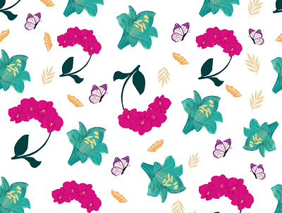 Spring Floral repeat pattern background banner design flyer graphic design illustration logo web design