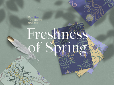 Freshness of Spring. Patterns bohemian pattern botanical pattern botanicals prints fashion prints floral elements floral pattern flowers fresh flowers graphic design hand drawn floral meadow florals mint color nature colors organic pattern pastel flowers postcard design seamless pattern spring illustration spring pattern very peri
