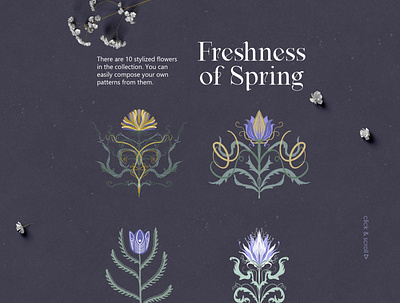 Freshness of Spring bohemian pattern botanical pattern botanicals prints fashion prints floral elements floral pattern flowers fresh flowers graphic design hand drawn floral meadow florals mint color nature colors organic pattern pastel flowers postcard design seamless pattern spring illustration spring pattern very peri