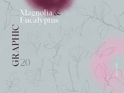 Magnolia & Eucalyptus aquarelle botanicals prints design eucalyptus fashion prints floral illustration fresh flowers hand drawn floral illustration meadow florals modern floral nature colors pink flowers scrapbook paper spring design spring illustration springtime textile design wedding design wedding invitation