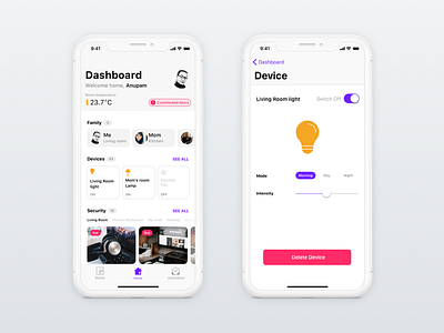 Smart Home Assistant clean concept home monitoring interaction ios iphonex minimal smart home ui ux