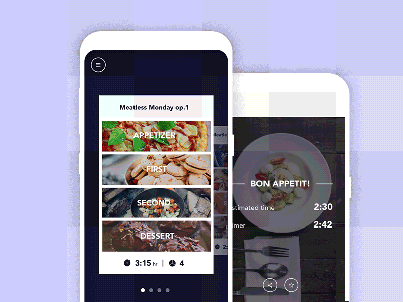Poiike - Application app cards cooking design food menu slide