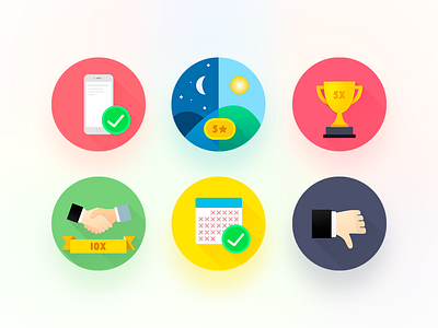 Badges for online betting service badge blur colorful icon illustration long shadow ui ux
