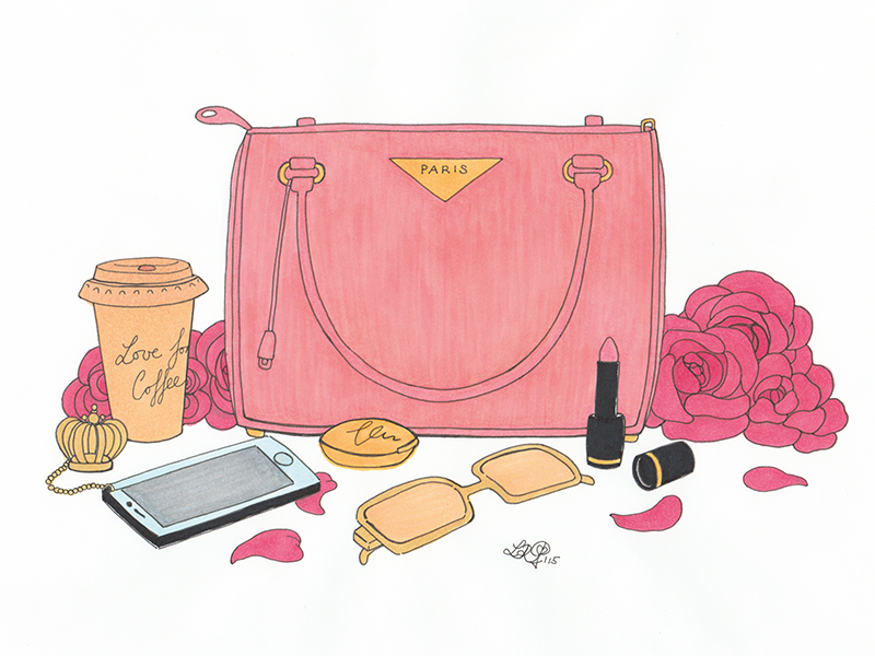 prada bag drawing