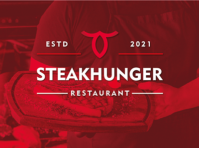 STEAKHUNGER Restaurant branding design graphic design hungry logo illustration logo meat logo meat lover meat steak logo design red logo restaurant logo steak brand steak hunger steak logo steak restaurant logo typography vector