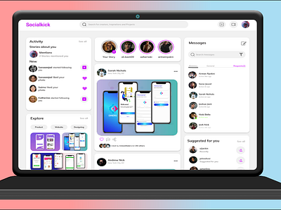 SocialKick Web App facebook design facebook ui facebook ux instagram design instagram ui ux social app social media app social media ui social media web app social web app ui ui web app ux web app web ui ux