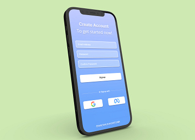 Create Account / Sign Up Mobile Screen 3d graphic design signup screen ui