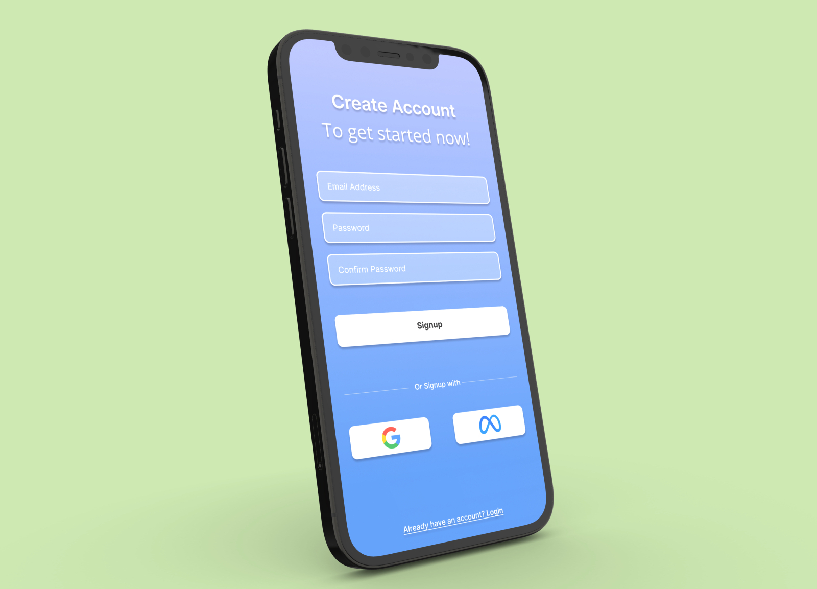 Create Account / Sign Up Mobile Screen by Ali Hassan on Dribbble