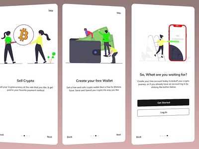 Crypto Wallet Onboarding Screens UI Design