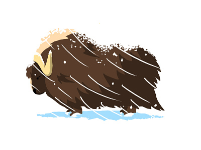 Musk Ox animal digital painting illustration musk ox os photoshop ps snow. painting winter