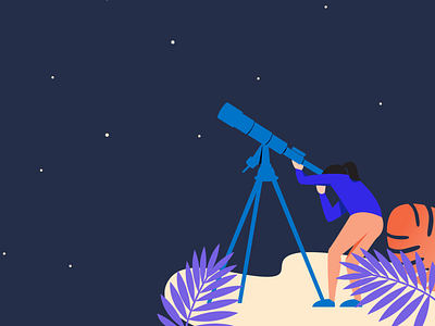 Telescope girl illustration sky space telescope vector web illustration