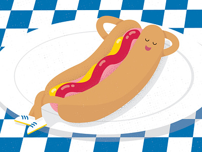 Bunning around hotdog illustration vector