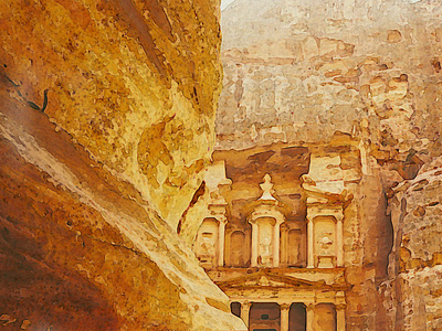 Petra - Jordan adobe photoshop illustration jordan petra photo manipulation rose city the treasury unesco water paint world heritage site