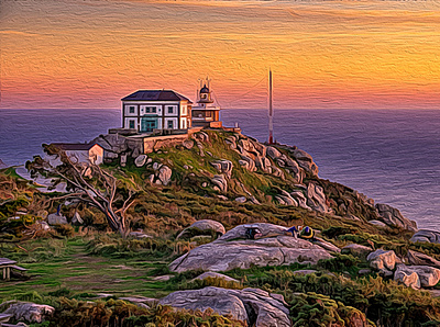 Serenity adobe photoshop art cliff coast digital art digital painting illustration nature oil painting photo manipulation sea