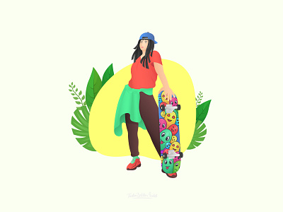 Happy Skateboarding adobe illustrator girl girl illustration gradient illustration mdtaslimuddinsakib minimal skateboard skateboarding vector