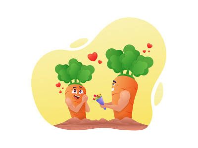 Carrot Love carrot carrot cartoon cartoon cartoon carrot divinetoons gradient illustration love propose red vegetable