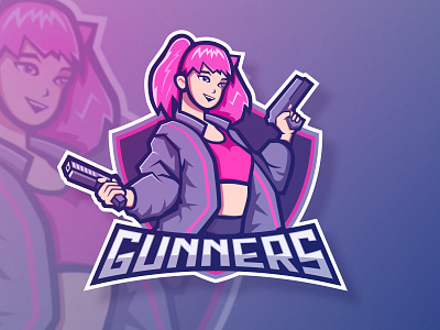 Gunner Mascot logo character e sport logo female gaming logo girl gun girl gunner logo logo design mascot mascot logo stream