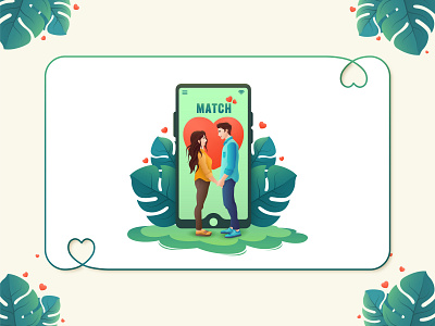 Online dating illustration cartoon character couple love dating apps dating illustration gradient graphic design illustration love online dating online dating couples propose relationship ui valentine