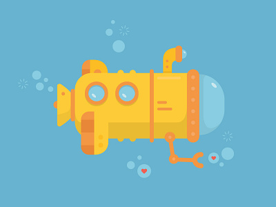 Submarine diving sea submarine under water yellow