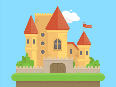 Castle castle colors flat fortress medieval weapons woods