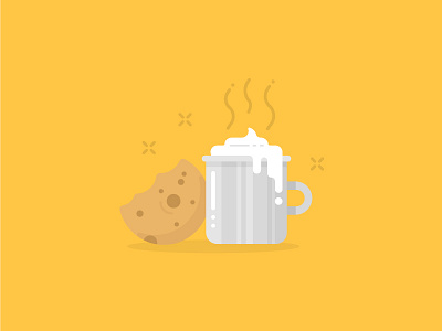 Coffee & Milk Break break coffee colors cookie cute flat food heat milk