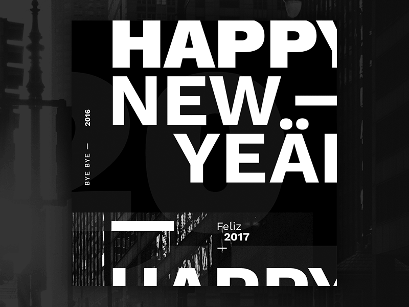 Happy new year! 2017 black font instagram new poster type typographic white year