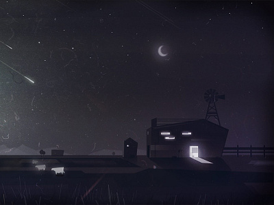 Night of the Shooting Stars cow dark farm graphic design illustration scifi