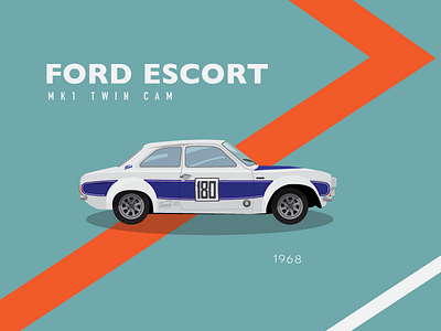 Winning 60s car ford escort graphic design illustration print rally vintage