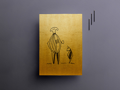 The guys gold graphic design illustration print simple sketch